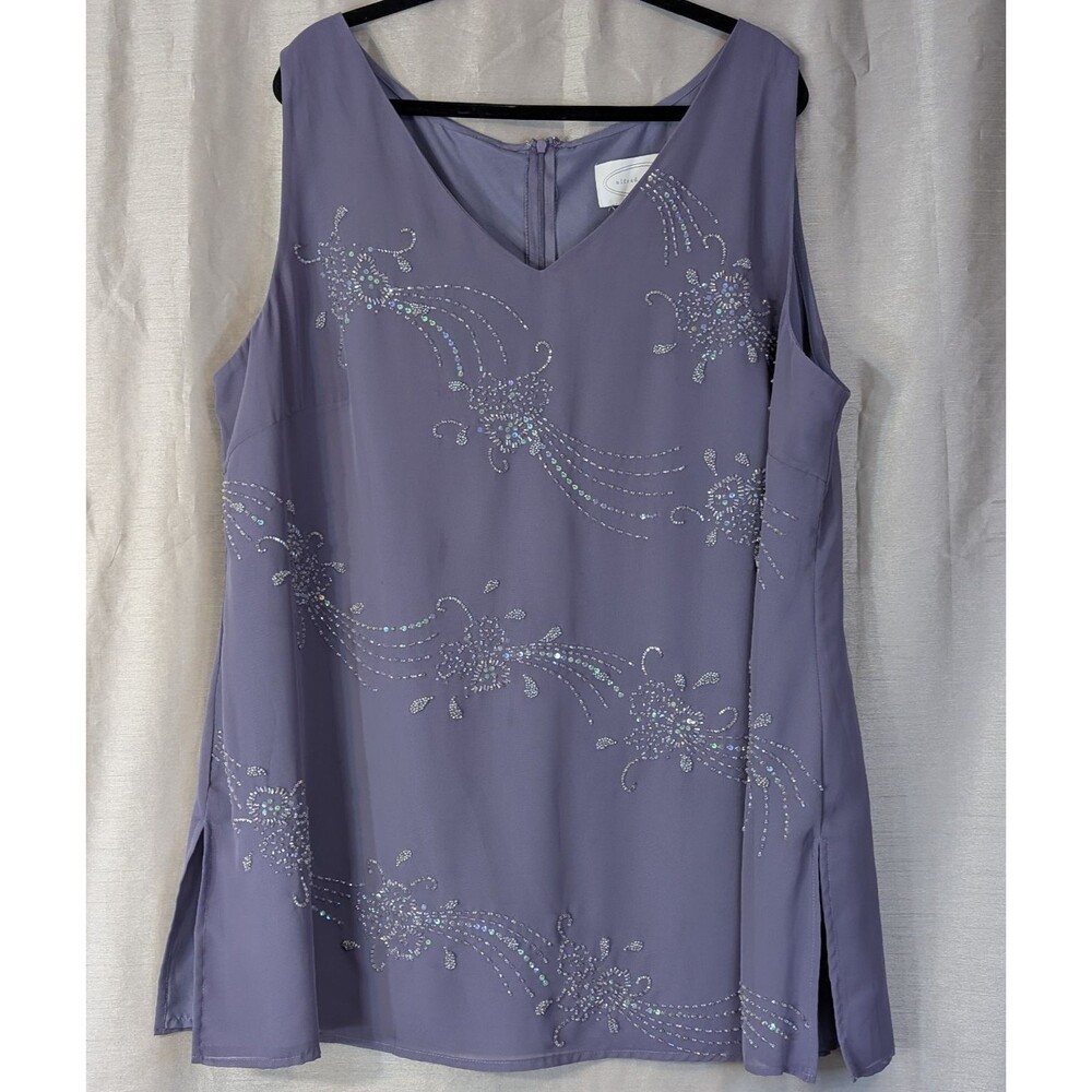 Alfred Angelo Women's 24W Lavender Sleeveless Blouse Formal Beaded Top Wedding
